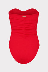 Textured Ruched One Piece - Red