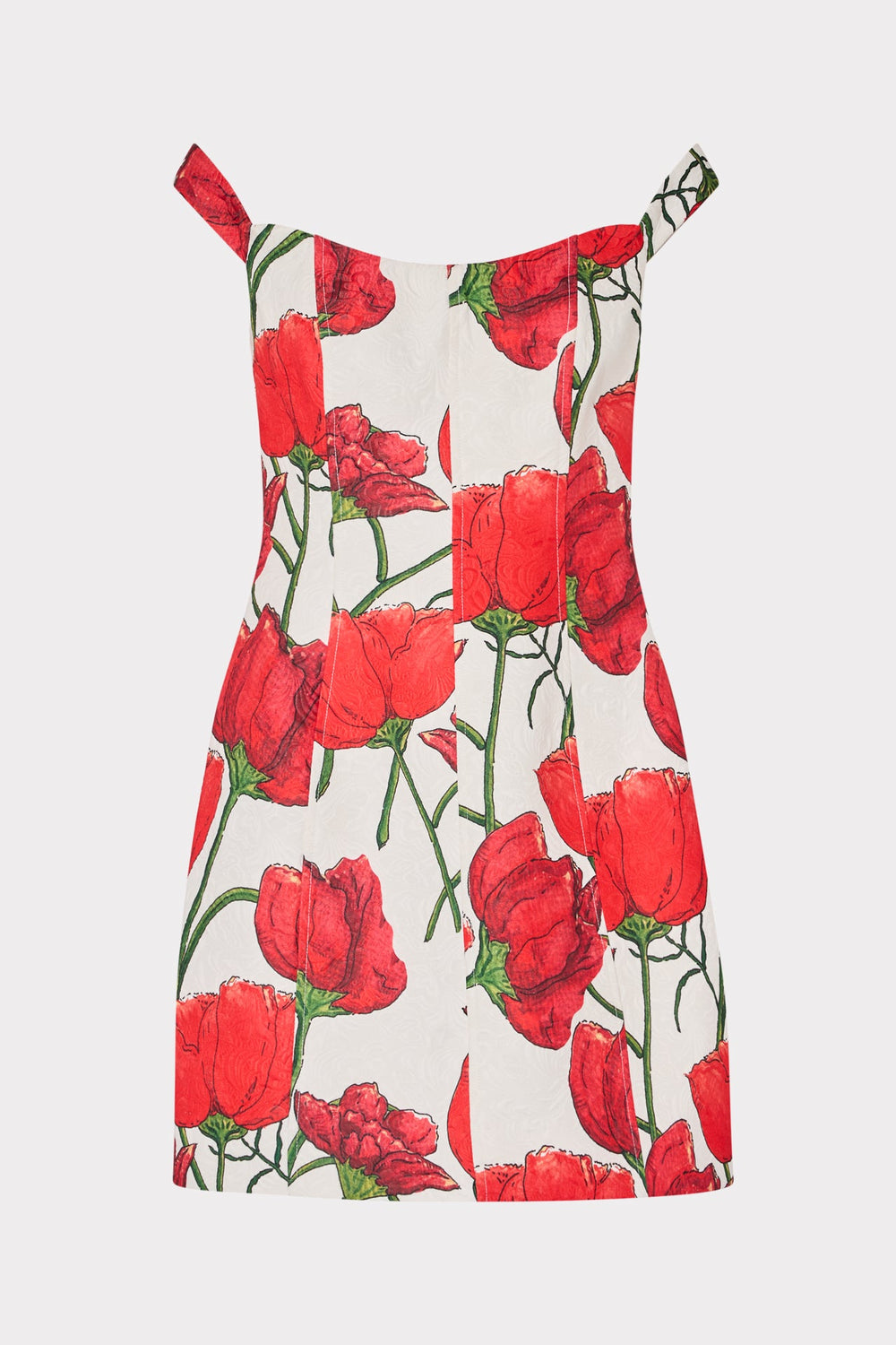 Peggy Off The Shoulder Red Peonia Mini Dress - Red Multi