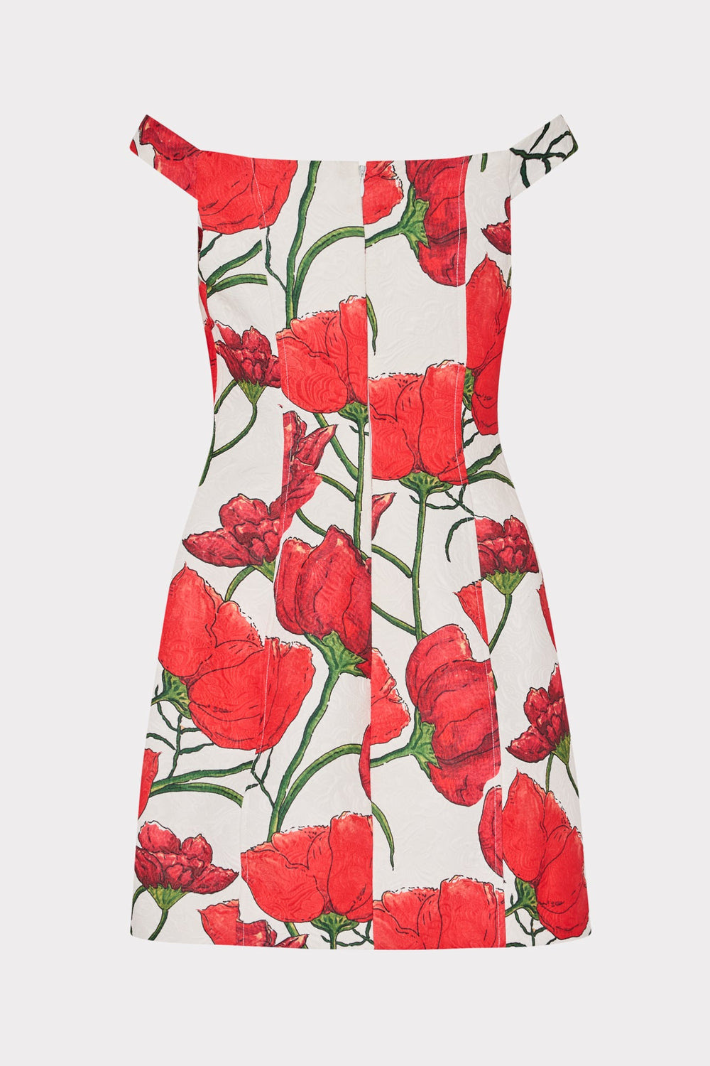 Peggy Off The Shoulder Red Peonia Mini Dress - Red Multi