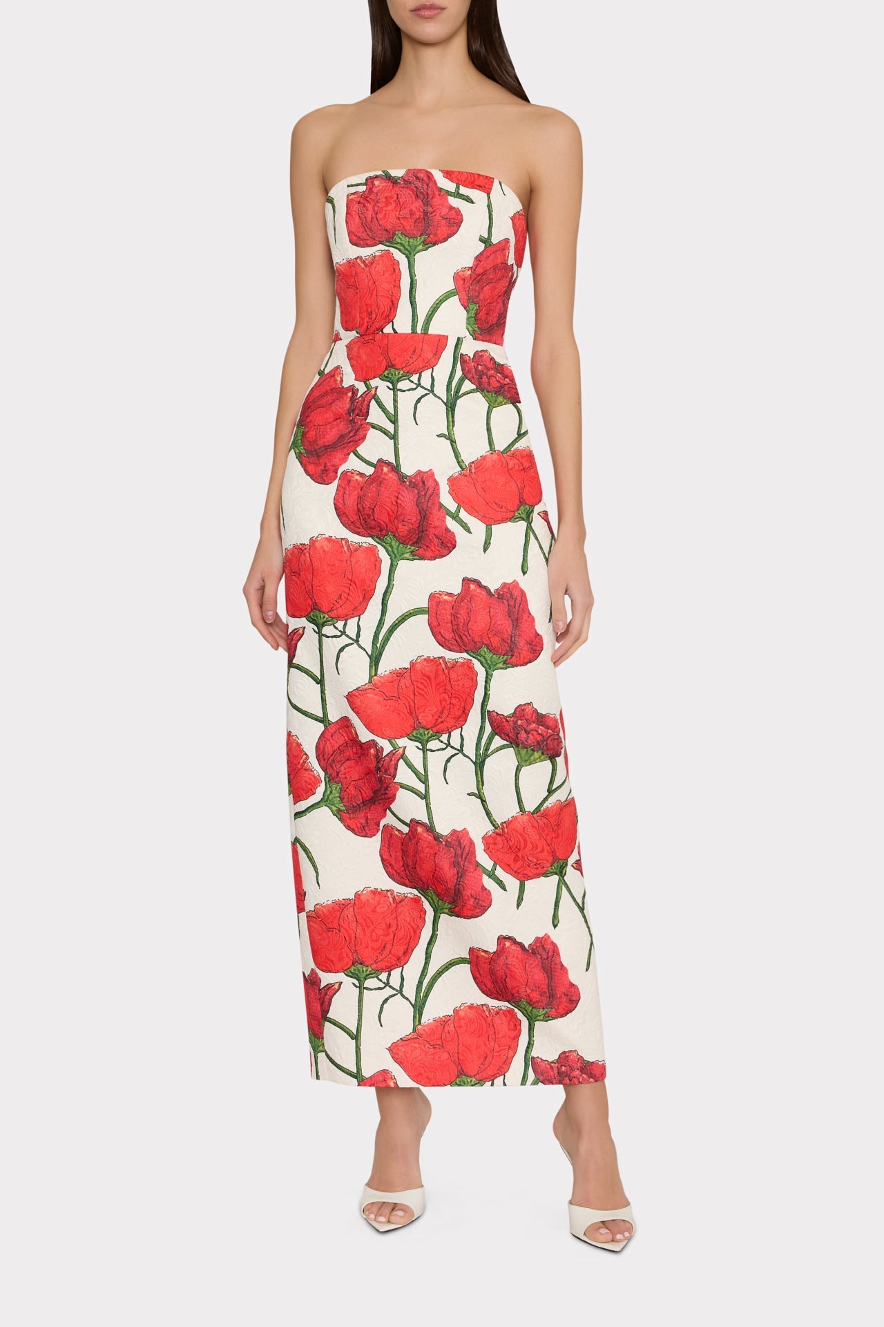 Orion Red Peonia Jacquard Dress - Red Multi