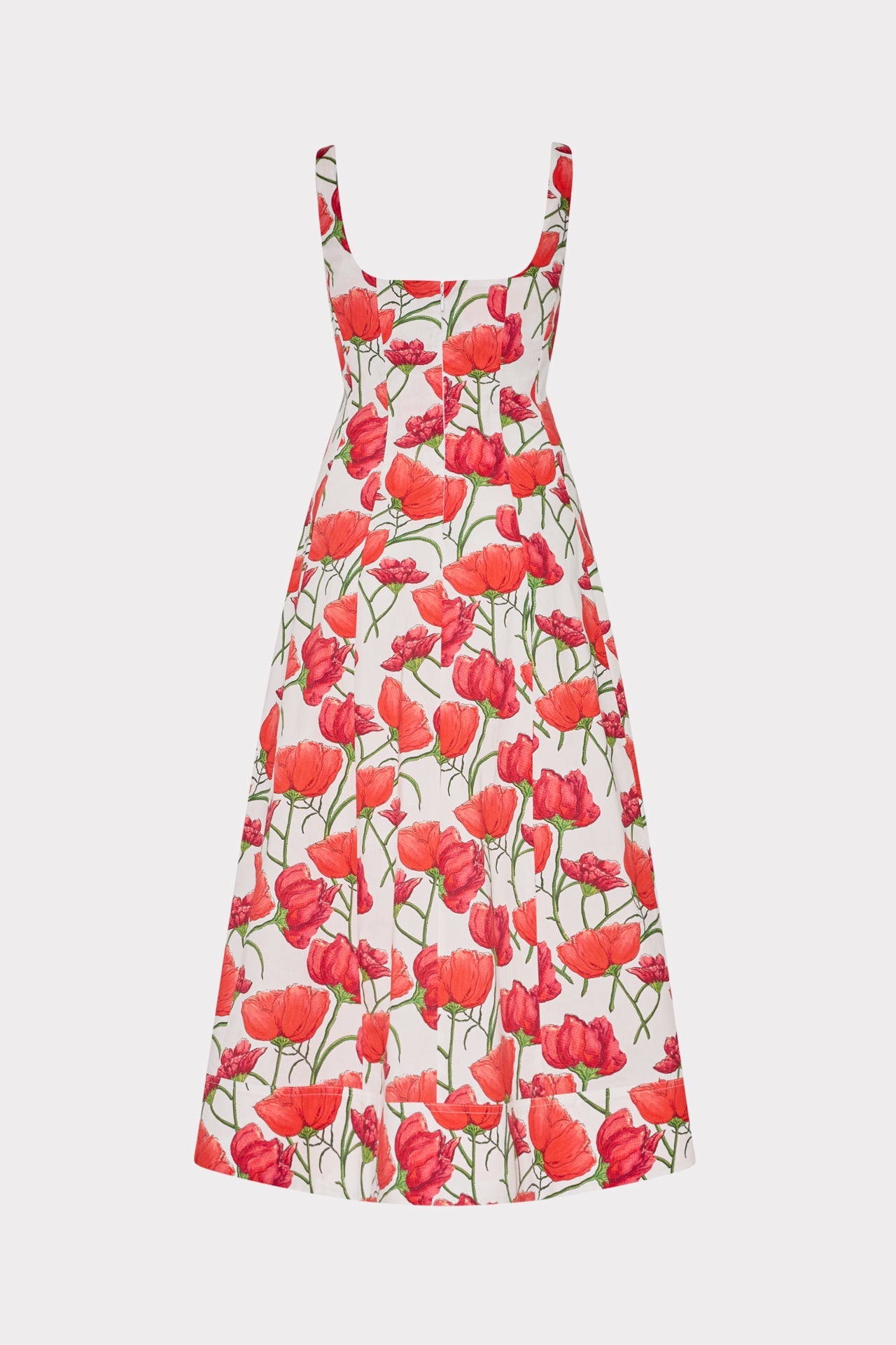 Nia Red Peonia Poplin Midi Dress - Red Multi