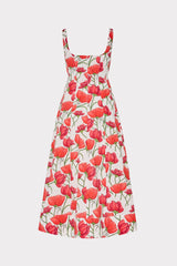 Nia Red Peonia Poplin Midi Dress - Red Multi