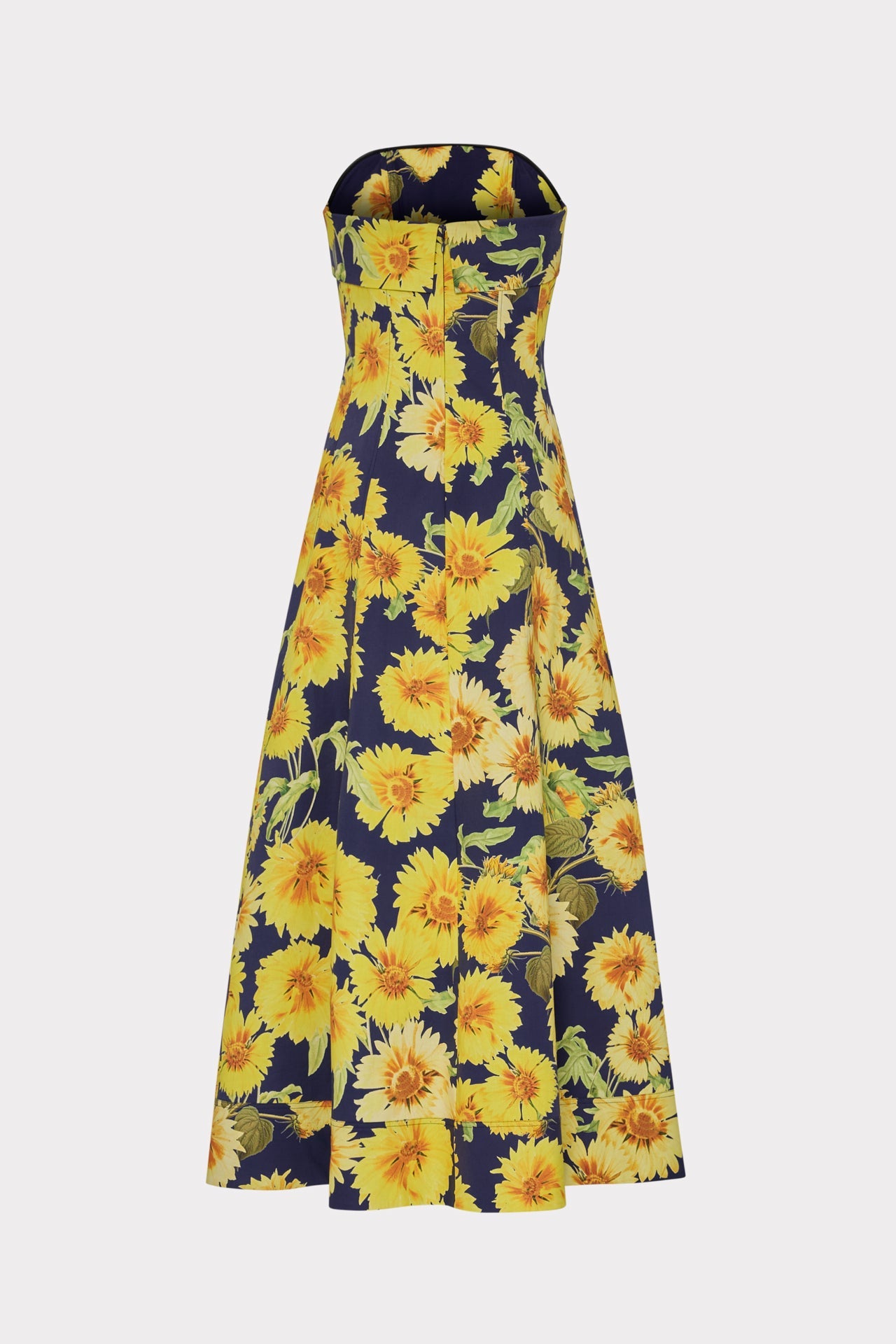 Palmer Sunflower Poplin Strapless Maxi Dress - Navy Multi