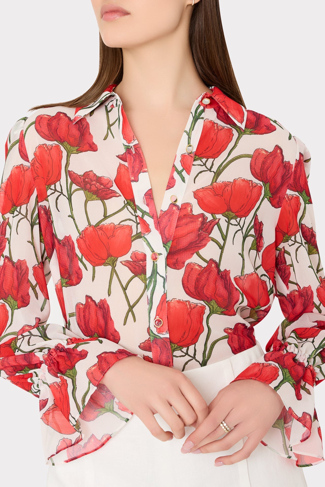 Lacey Red Peonia Blouse - Red Multi