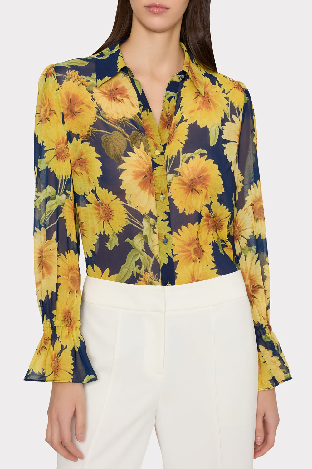 Lacey Sunflower Blouse - Navy Multi