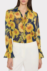 Lacey Sunflower Blouse - Navy Multi