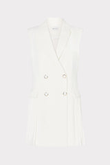 Cora Sleeveless Pleated Blazer Dress - White