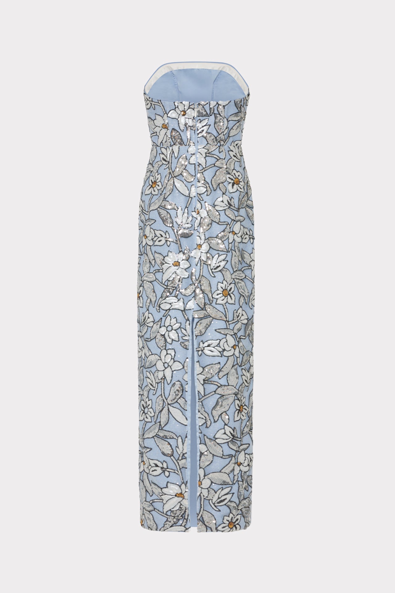 Magnolia Silver Floral Sequins Maxi Dress - Silver Multi