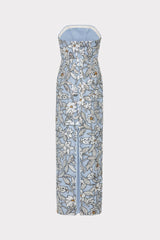Magnolia Silver Floral Sequins Maxi Dress - Silver Multi