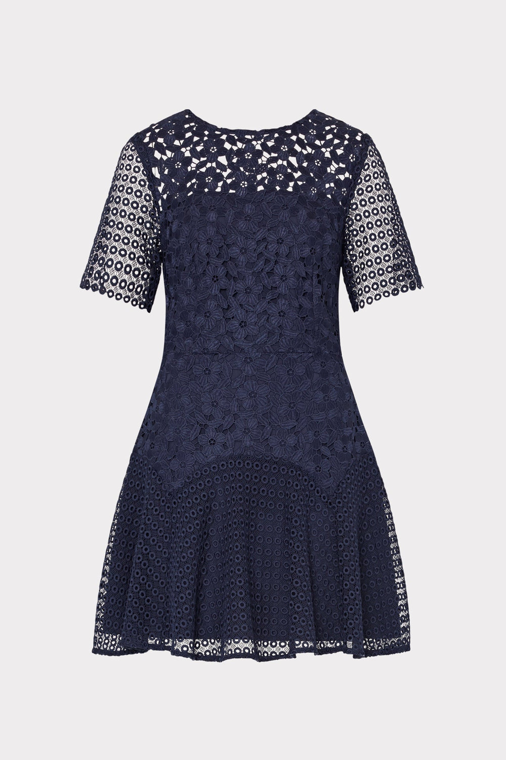 Lana Floral Geo Combo Lace Mini Dress - Navy