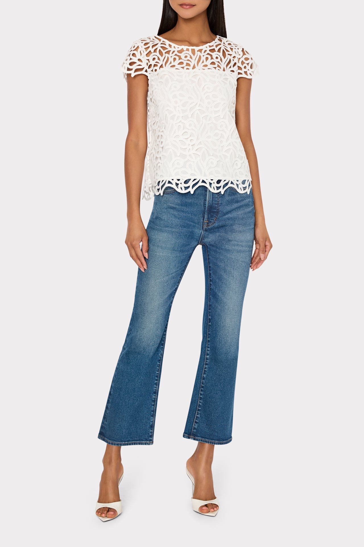Baby Curled Lace Top - White