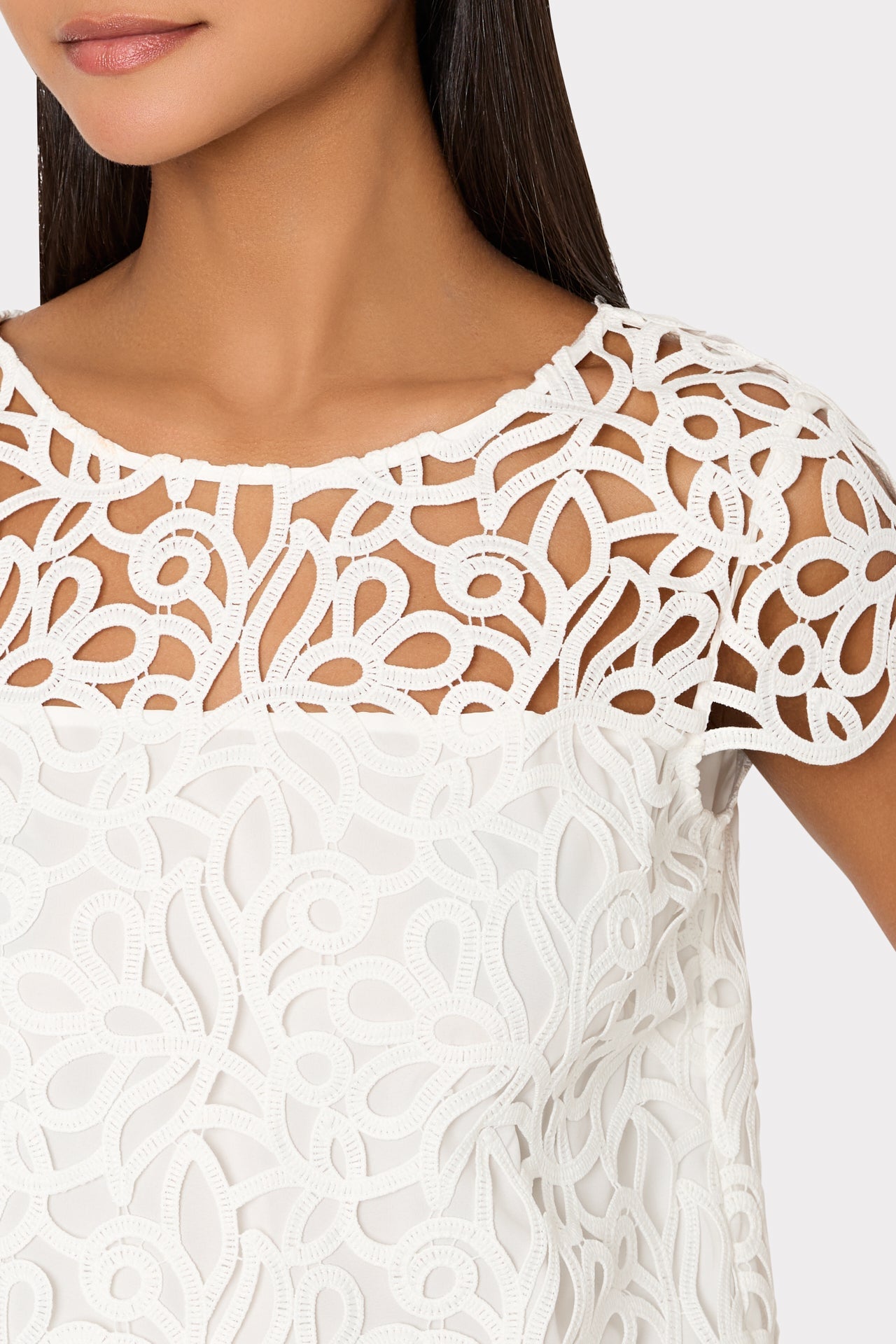 Baby Curled Lace Top - White