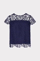 Baby Curled Lace Top - Navy