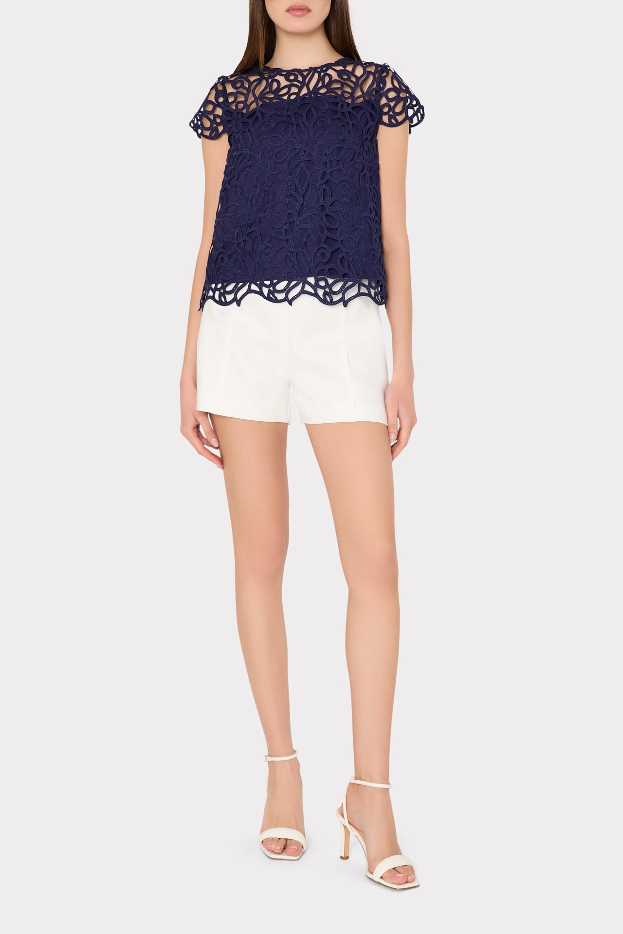 Baby Curled Lace Top - Navy