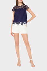 Baby Curled Lace Top - Navy