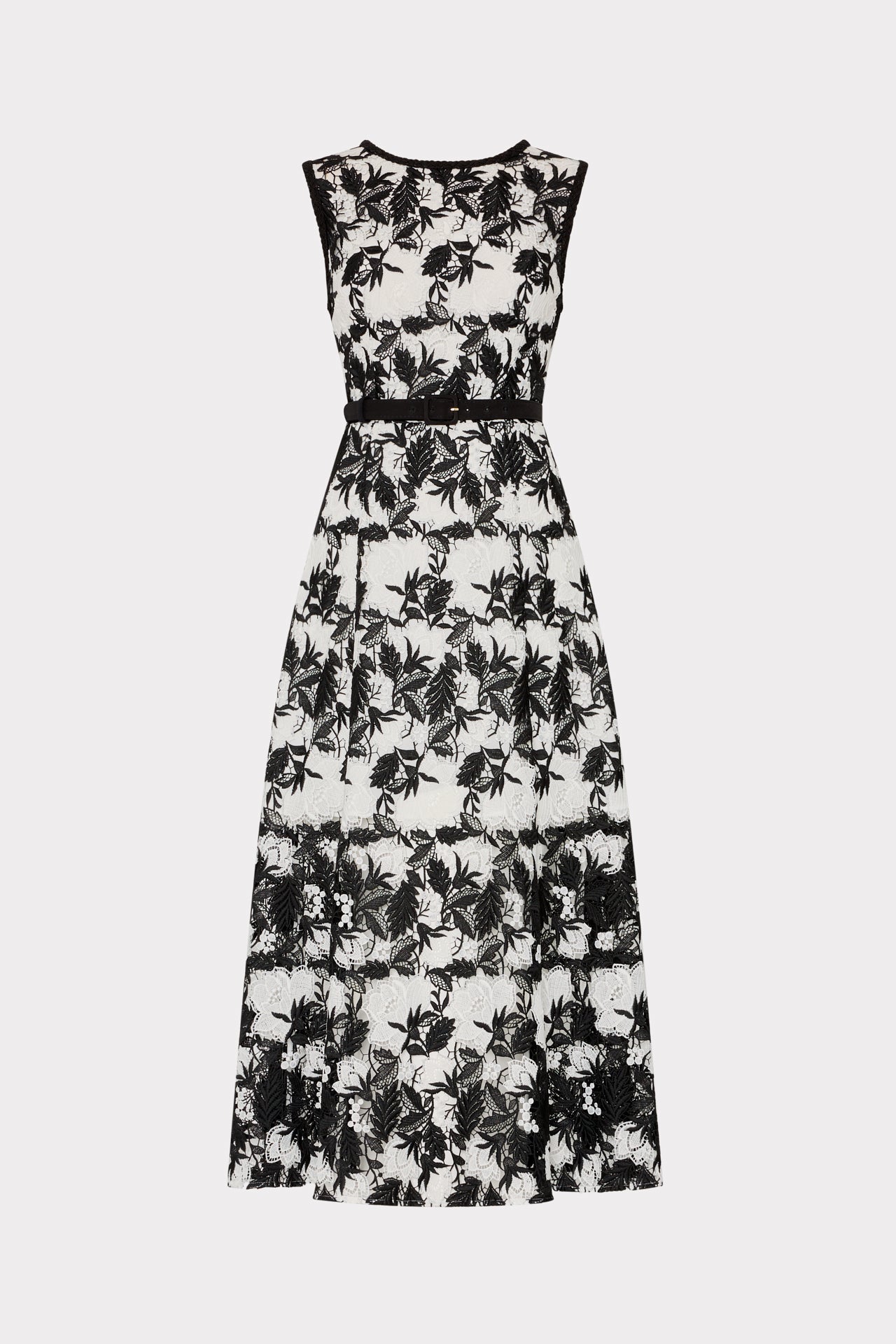 Paloma Two Tone Lace Midi Dress - Black/White