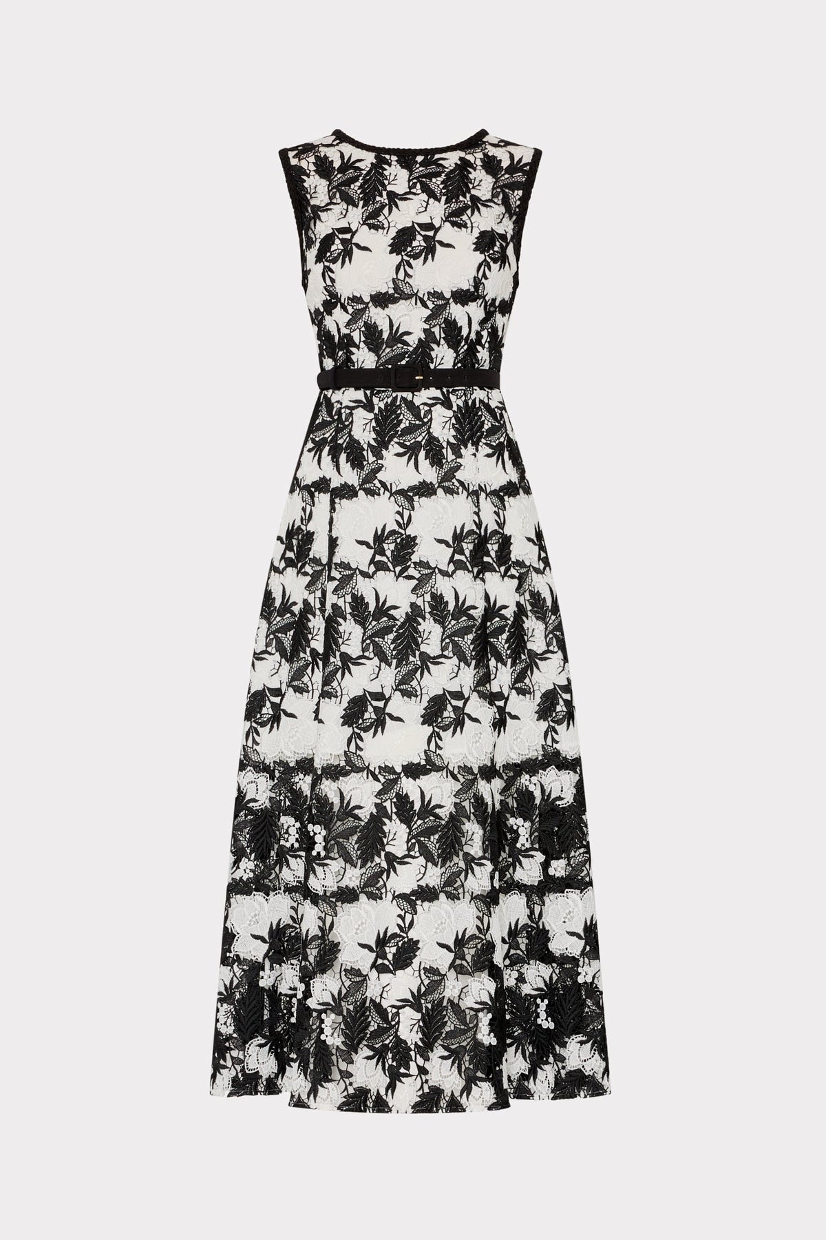 Paloma Two Tone Lace Midi Dress - Black/White