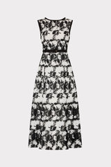 Paloma Two Tone Lace Midi Dress - Black/White