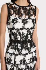 Paloma Two Tone Lace Midi Dress - Black/White