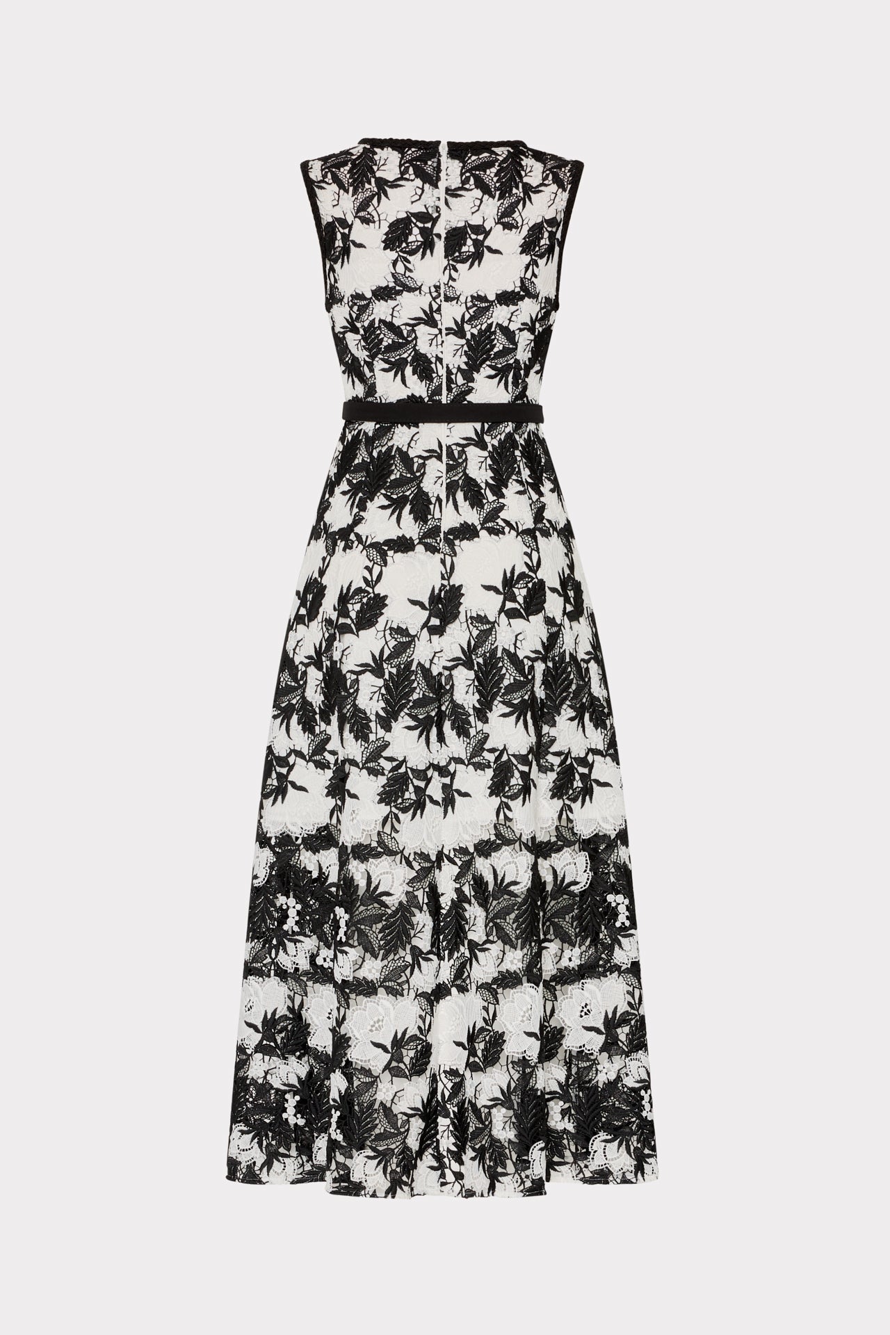 Paloma Two Tone Lace Midi Dress - Black/White