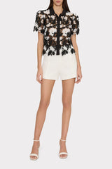 Addison Two Tone Lace Top - Black/White