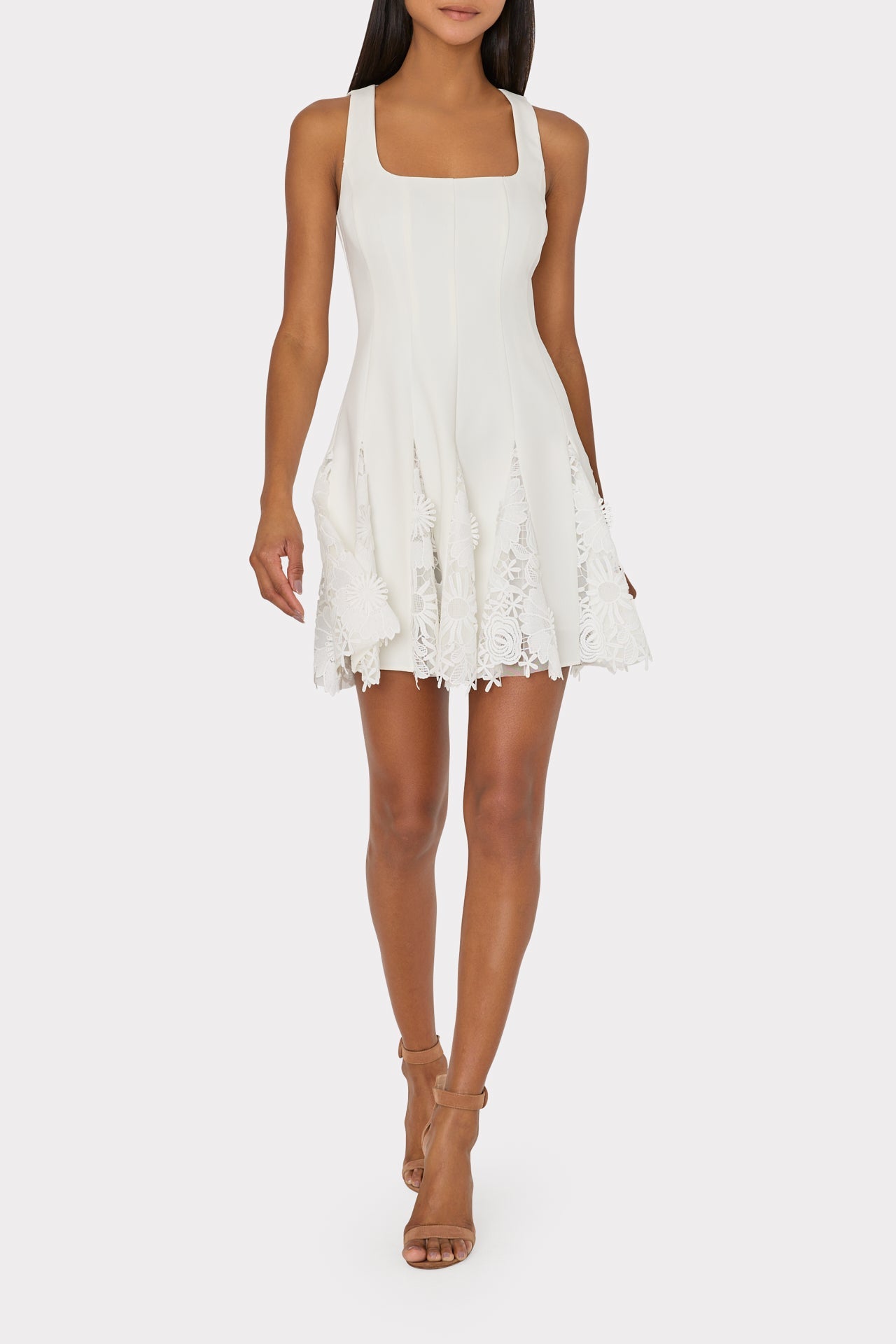 Ariel Cady 3D Lace Combo Dress - Ecru