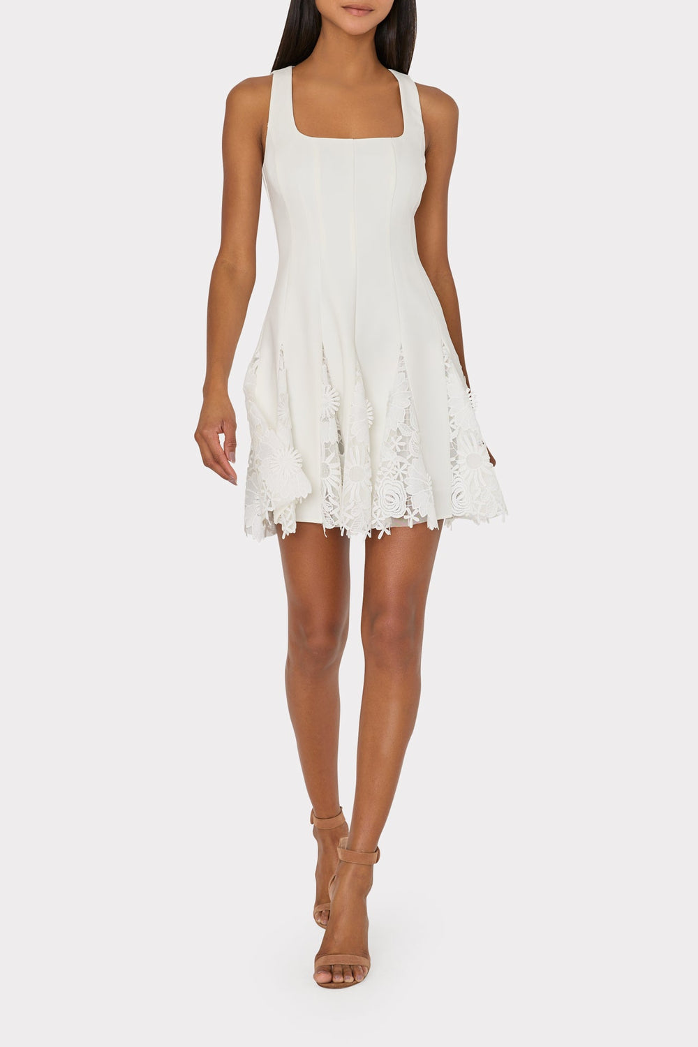 Ariel Cady 3D Lace Combo Dress - Ecru