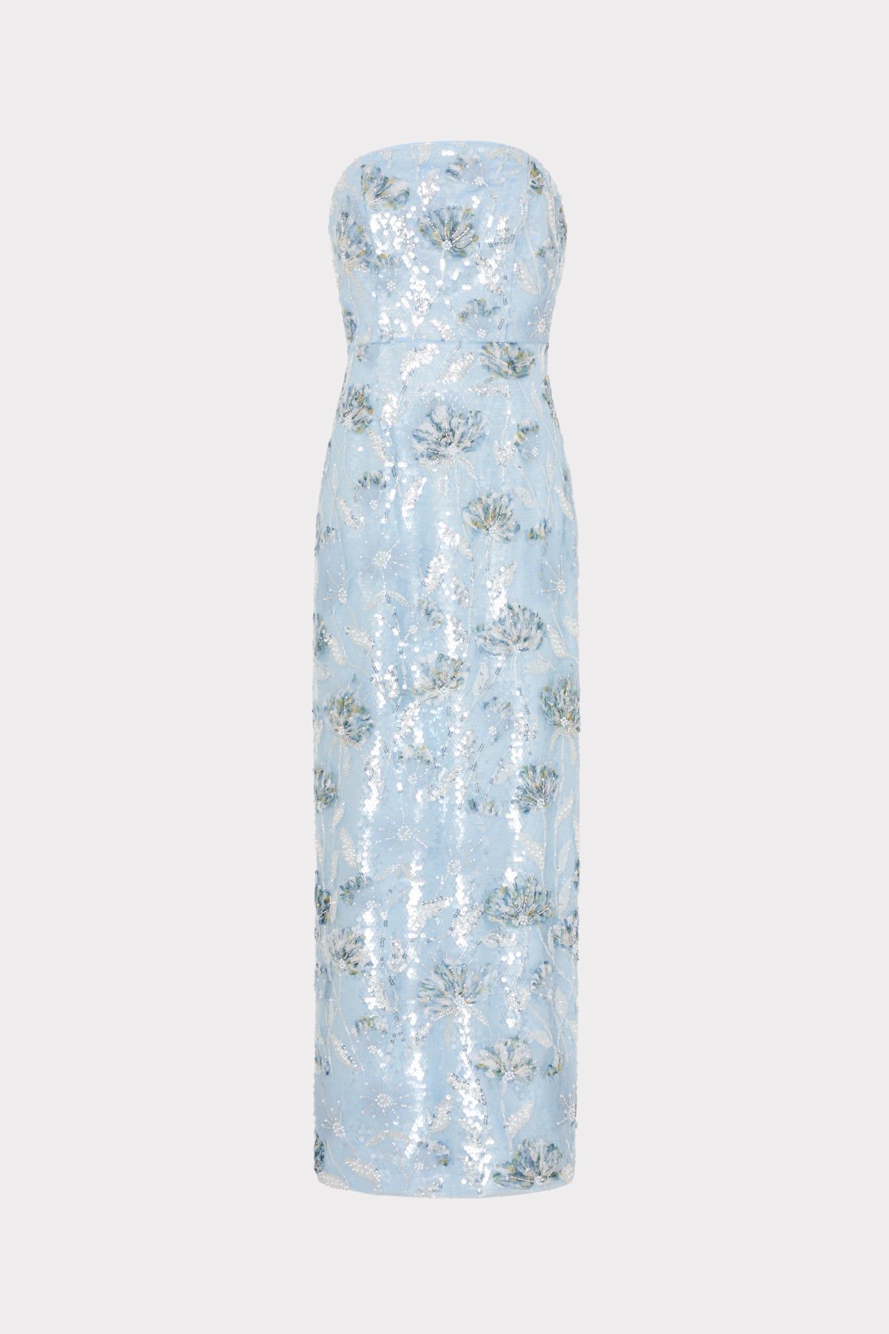 Jasmine Sequins Strapless Dress - Light Blue