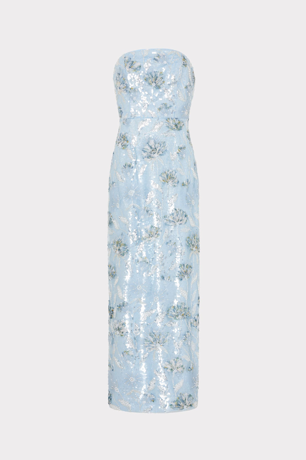 Jasmine Sequins Strapless Dress - Light Blue