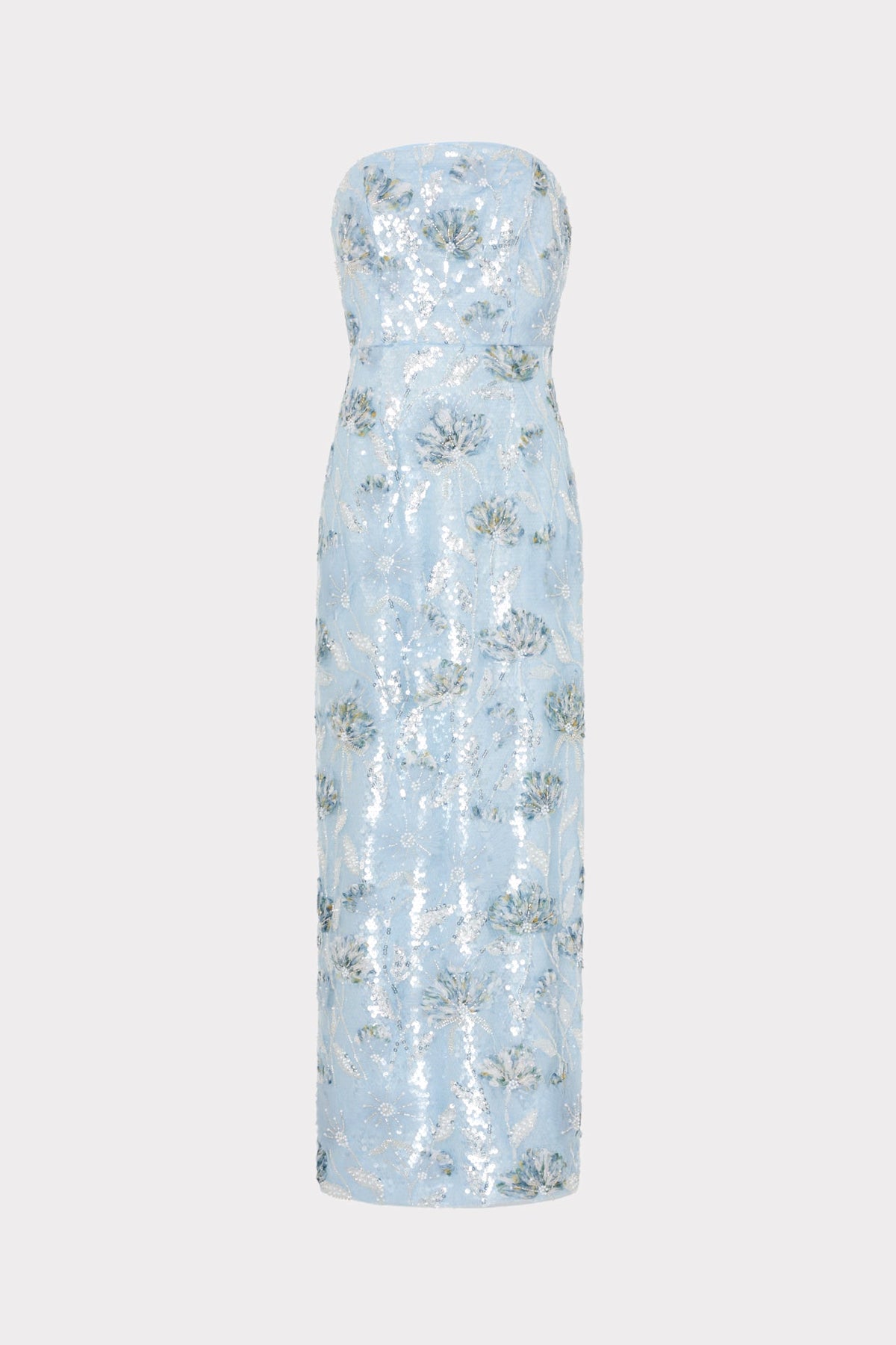 Jasmine Sequins Strapless Dress - Light Blue
