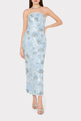Jasmine Sequins Strapless Dress - Light Blue