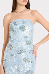 Jasmine Sequins Strapless Dress - Light Blue