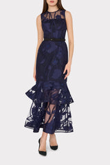 Anna Embroidered Maxi Dress - Black Navy