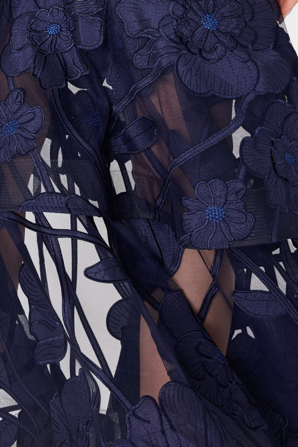 Anna Embroidered Maxi Dress - Black Navy