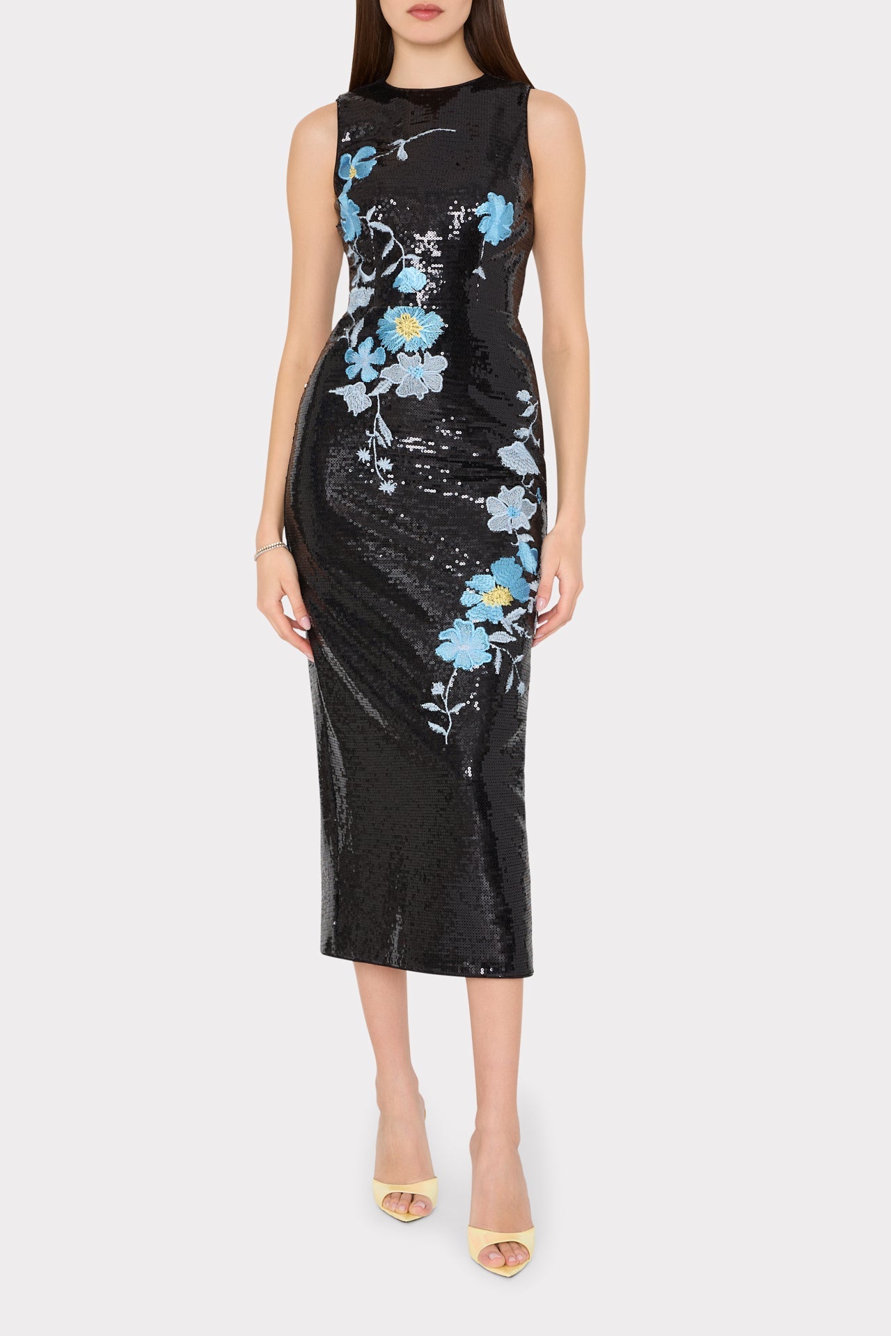 Tiana Floral Sequins Dress - Black Multi