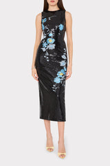 Tiana Floral Sequins Dress - Black Multi