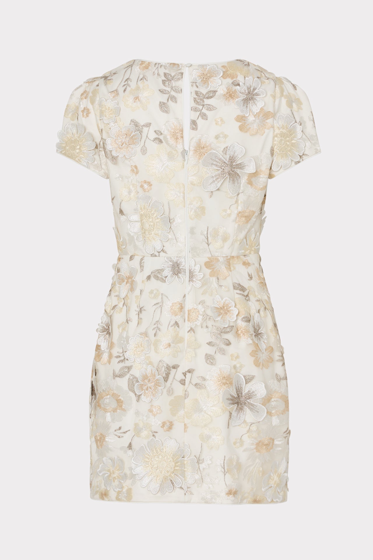 Daisy Floral Embroidery Dress - Silver