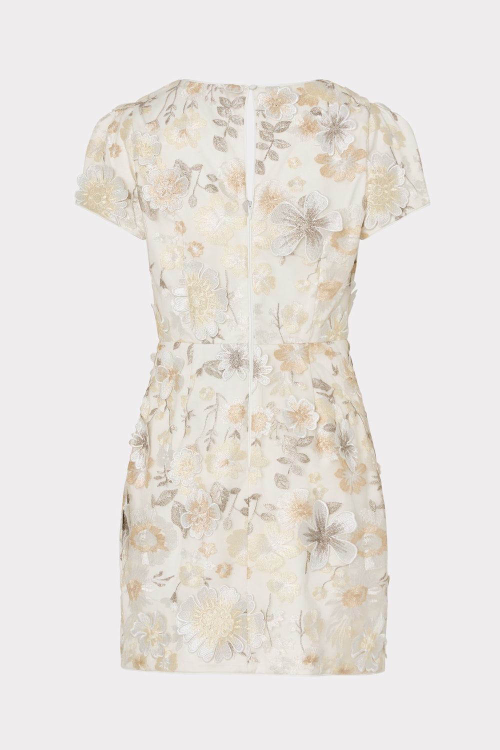 Daisy Floral Embroidery Dress - Silver