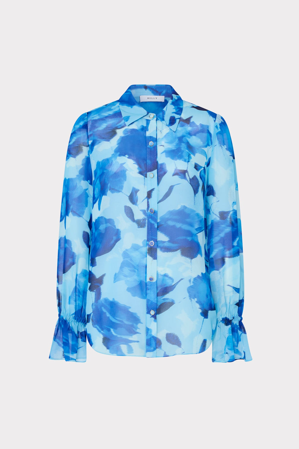 Lacey Blurred Blossom Printed Blouse - Blue Multi