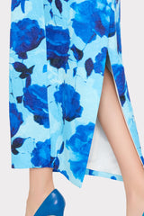 Orion Blurred Blossom Jacquard Dress - Blue Multi