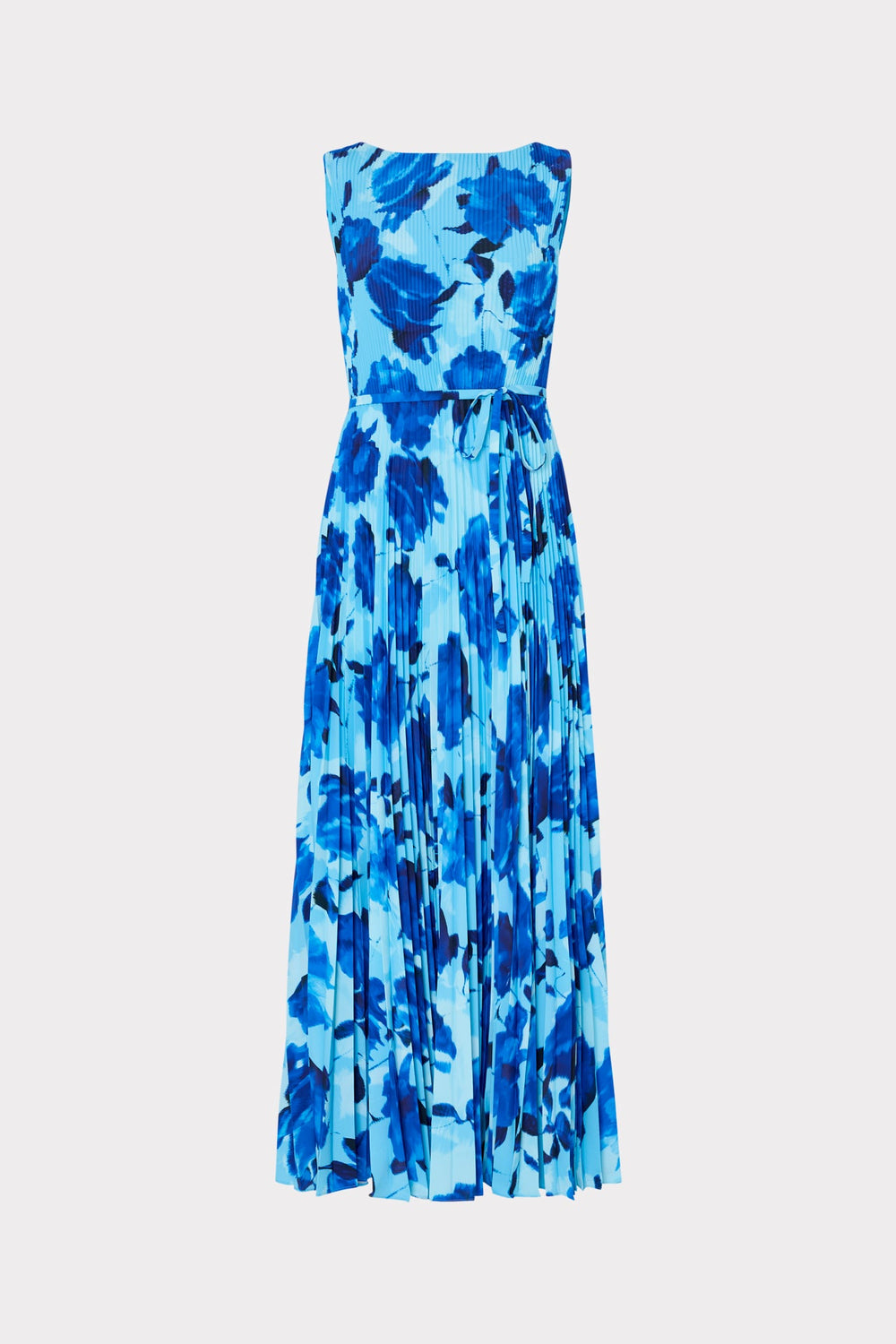 Jasmine Blurred Blossom Pleated Maxi Dress - Blue Multi