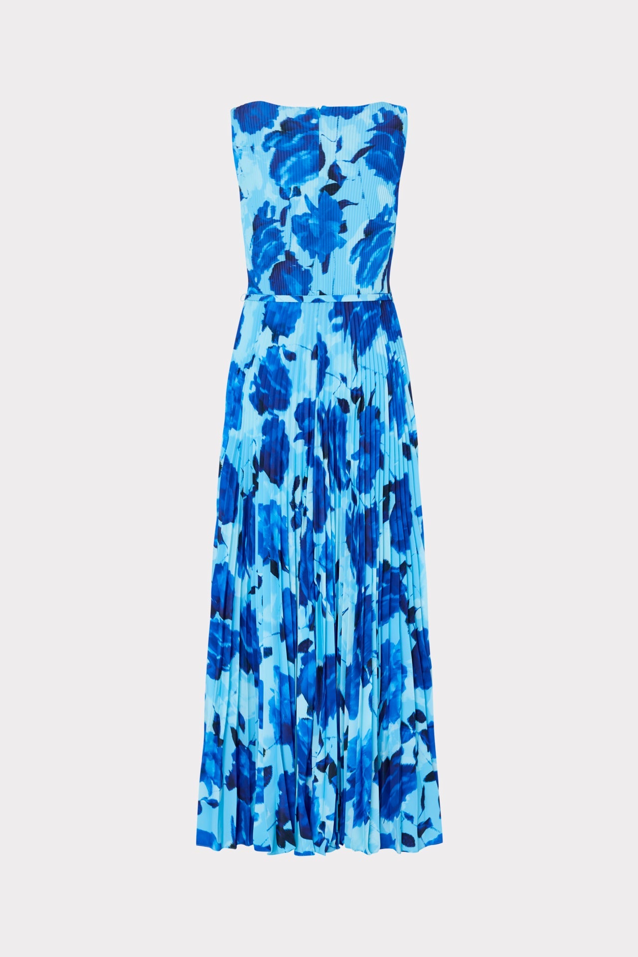 Jasmine Blurred Blossom Pleated Maxi Dress - Blue Multi