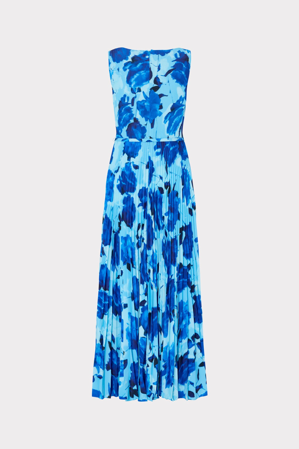 Jasmine Blurred Blossom Pleated Maxi Dress - Blue Multi