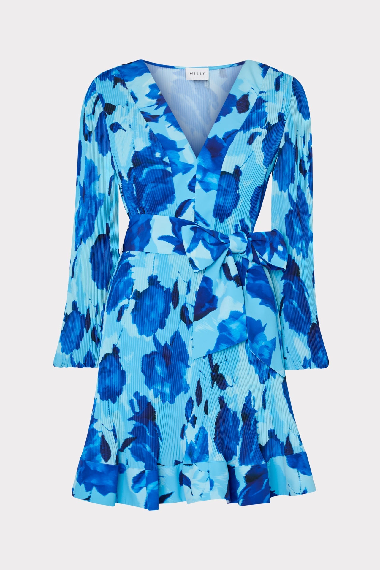 Liv Blurred Blossom Pleated Dress - Blue Multi