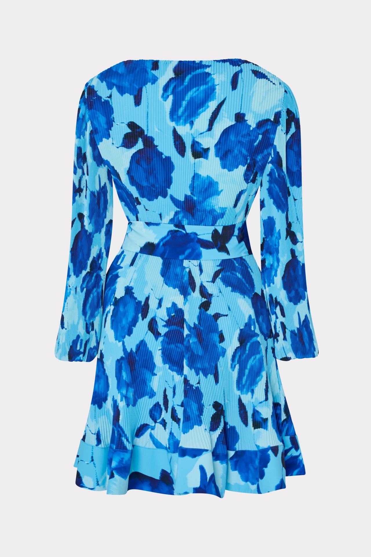 Liv Blurred Blossom Pleated Dress - Blue Multi